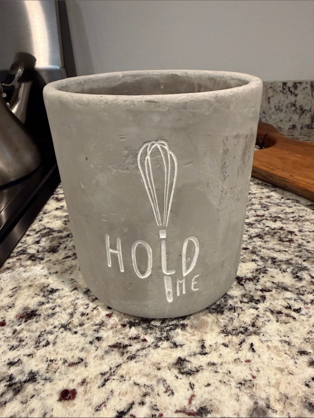 Concrete Utensil Holder — Gray “Hold Me” Whisk Design